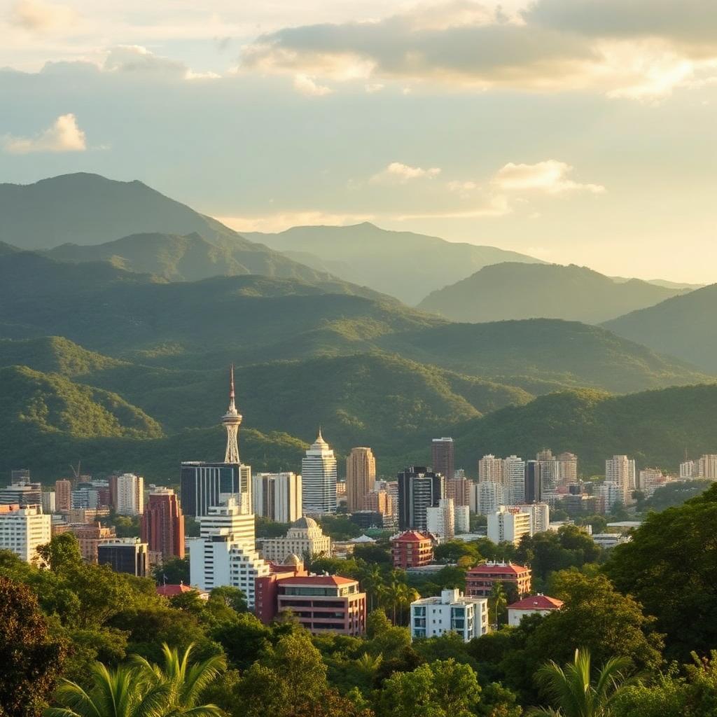 Scenic view of Medellín, Colombia nestled in the Andes mountains